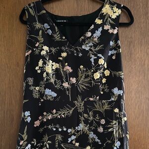 Lafayette 148 New York Black and Yellow Sleeveless V-neck Sundress